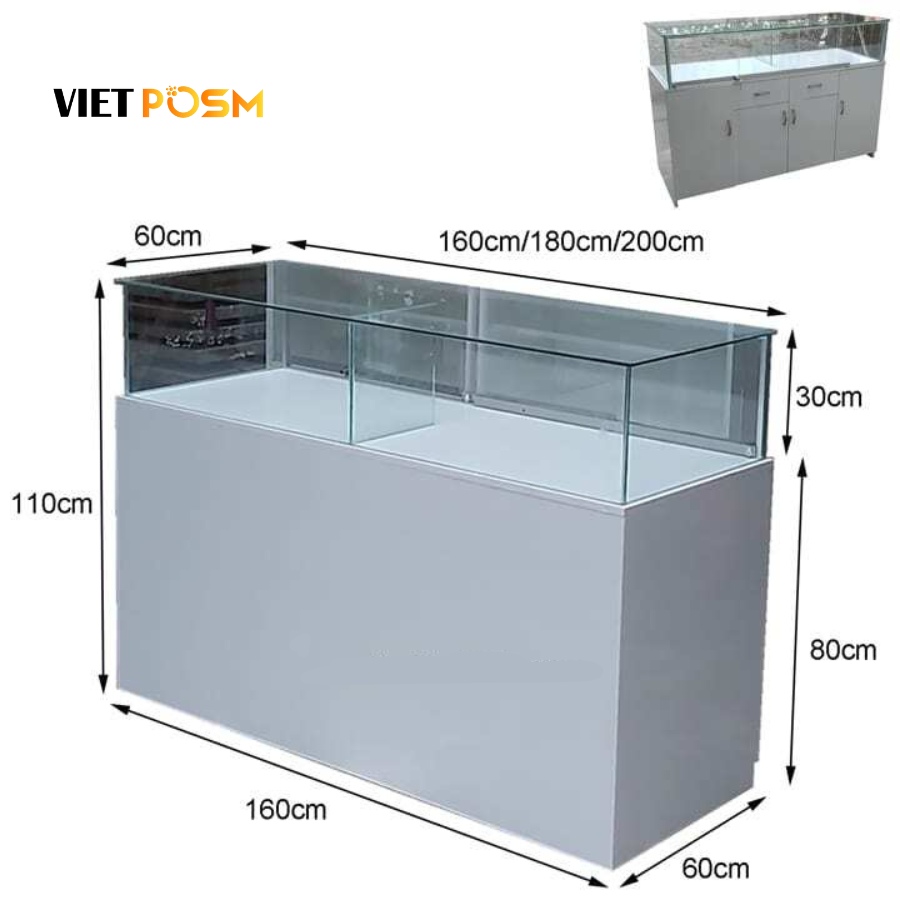 Kích thước tiêu chuẩn của tủ trưng bày mỹ phẩm