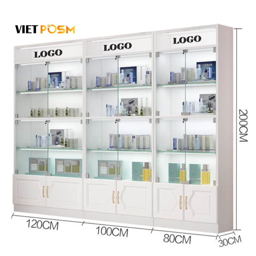 Kích thước tủ trưng bày mỹ phẩm