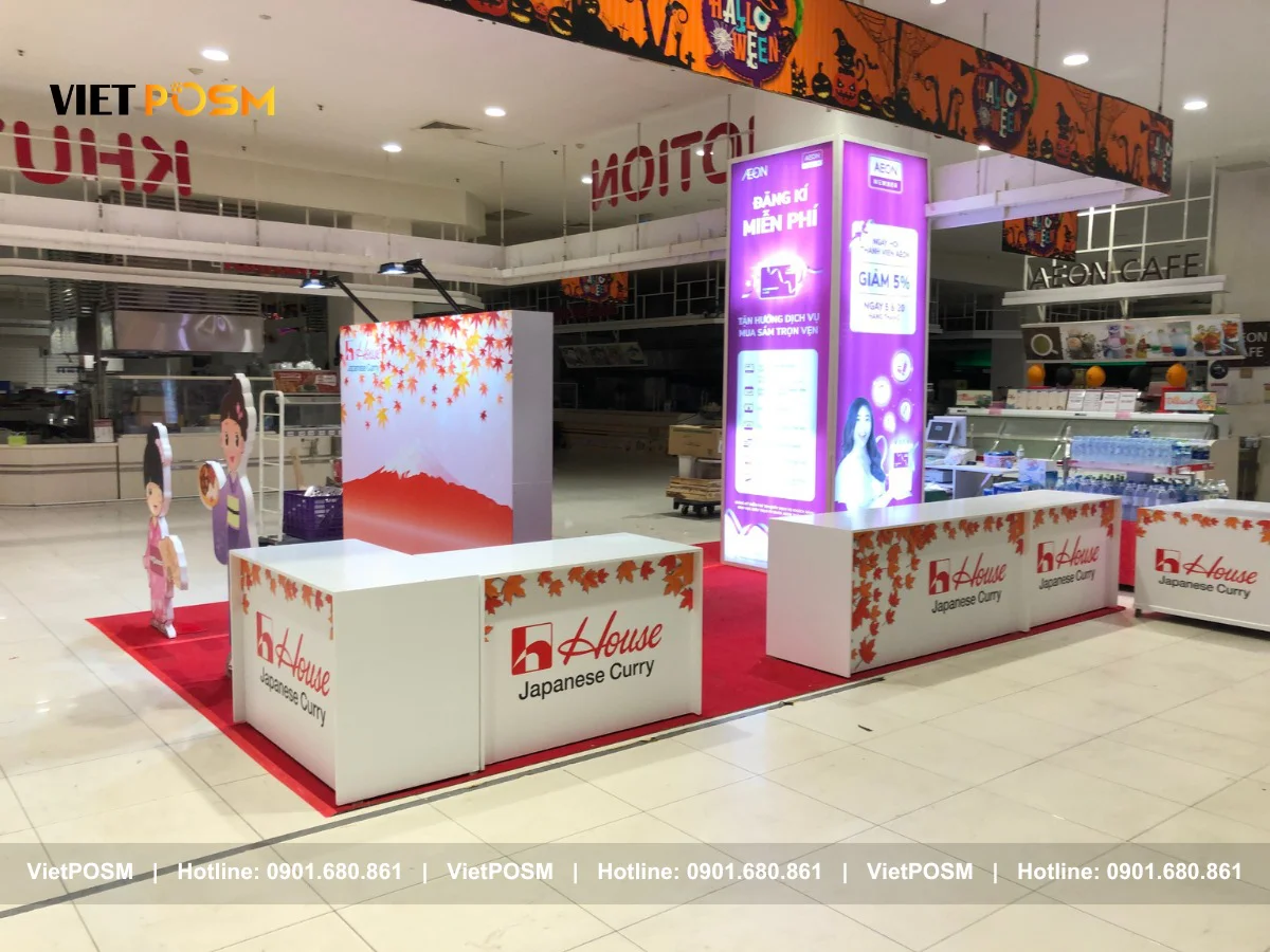 Mẫu booth quảng cáo đặt tại siêu thị, trung tâm thương mại