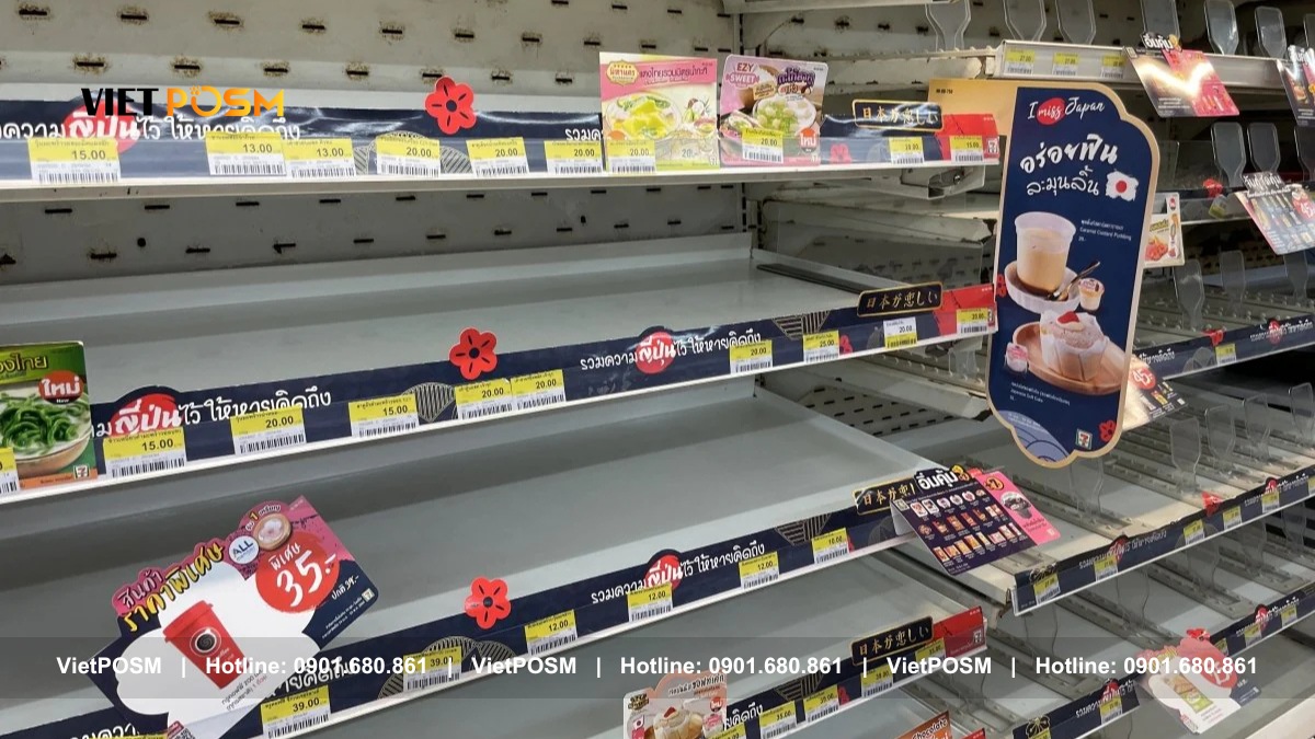 Shelf talker được dùng để thông báo các chương trình khuyến mãi sản phẩm