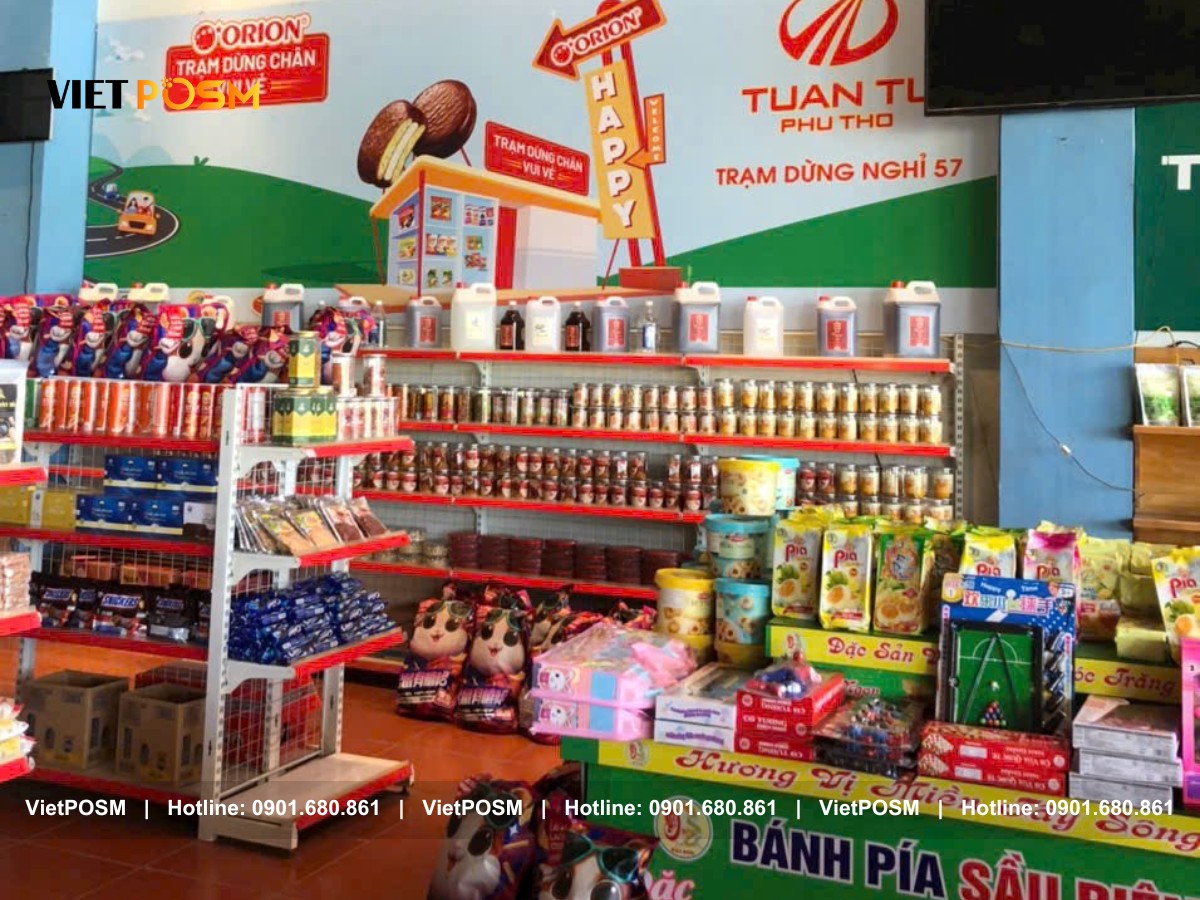 Báo giá kệ trưng bày bánh kẹo tại Việt POSM