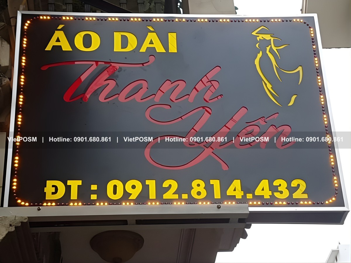 Hộp đèn led mica cho shop áo dài