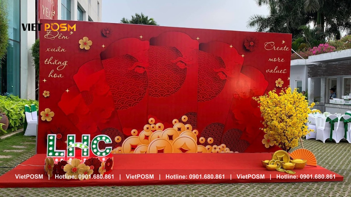 Mẫu backdrop Tết trang trí tại sự kiện