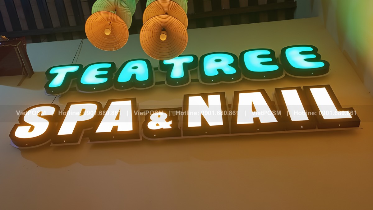 Chữ đèn led gắn tường cho tiệm spa