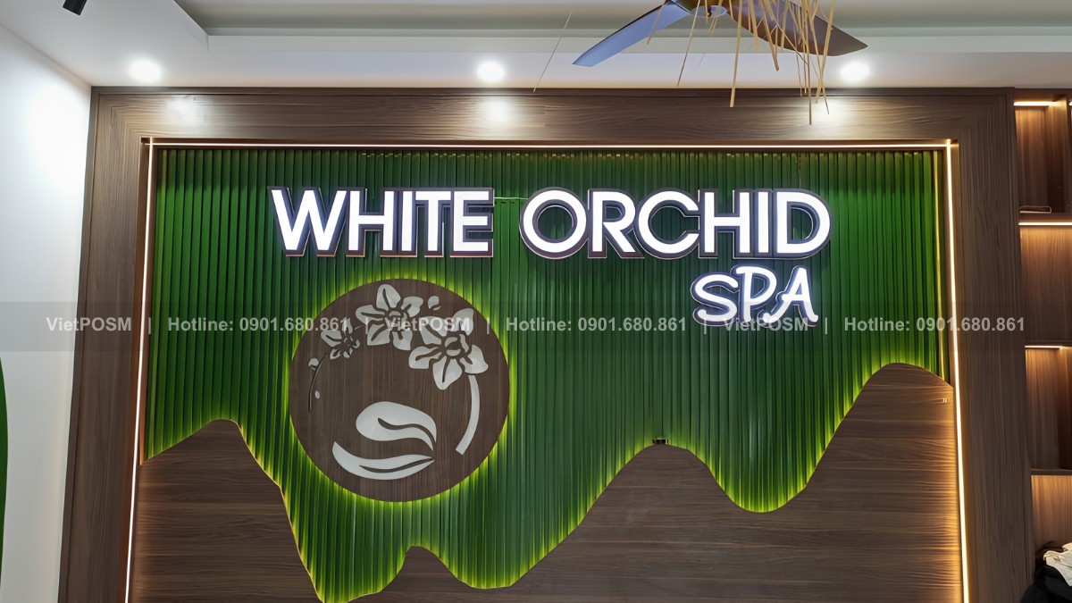Bảng hiệu gợn sóng cho tiệm spa White Orchid spa