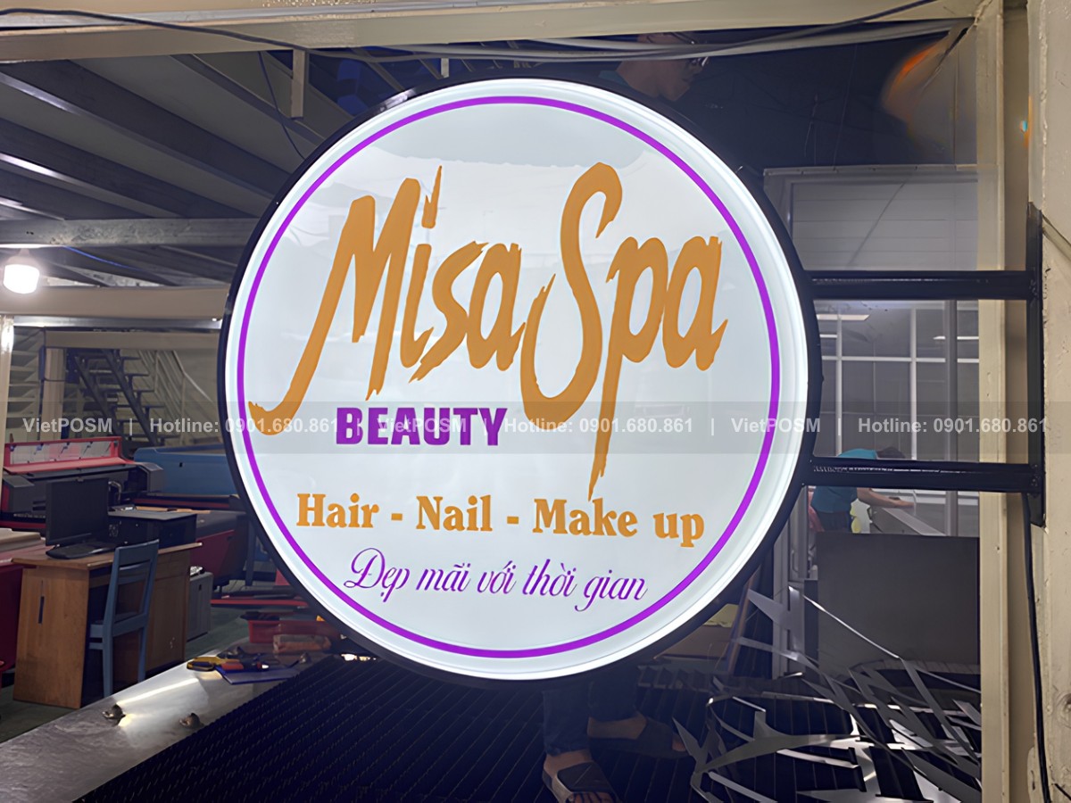 Mẫu Hộp Đèn Mica Hút Nổi Cho Spa