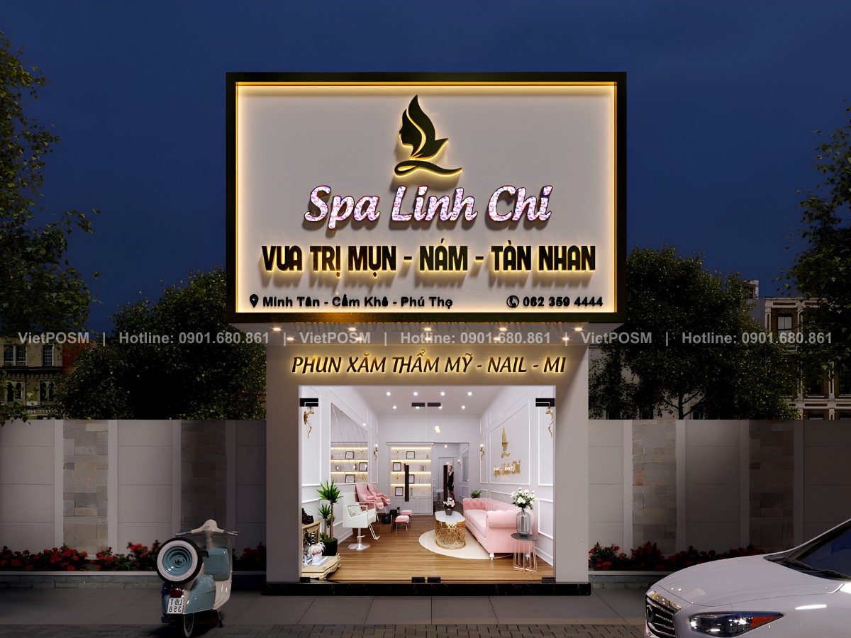 Mẫu bảng hiệu phun xăm thẩm mỹ đẹp, sang trọng