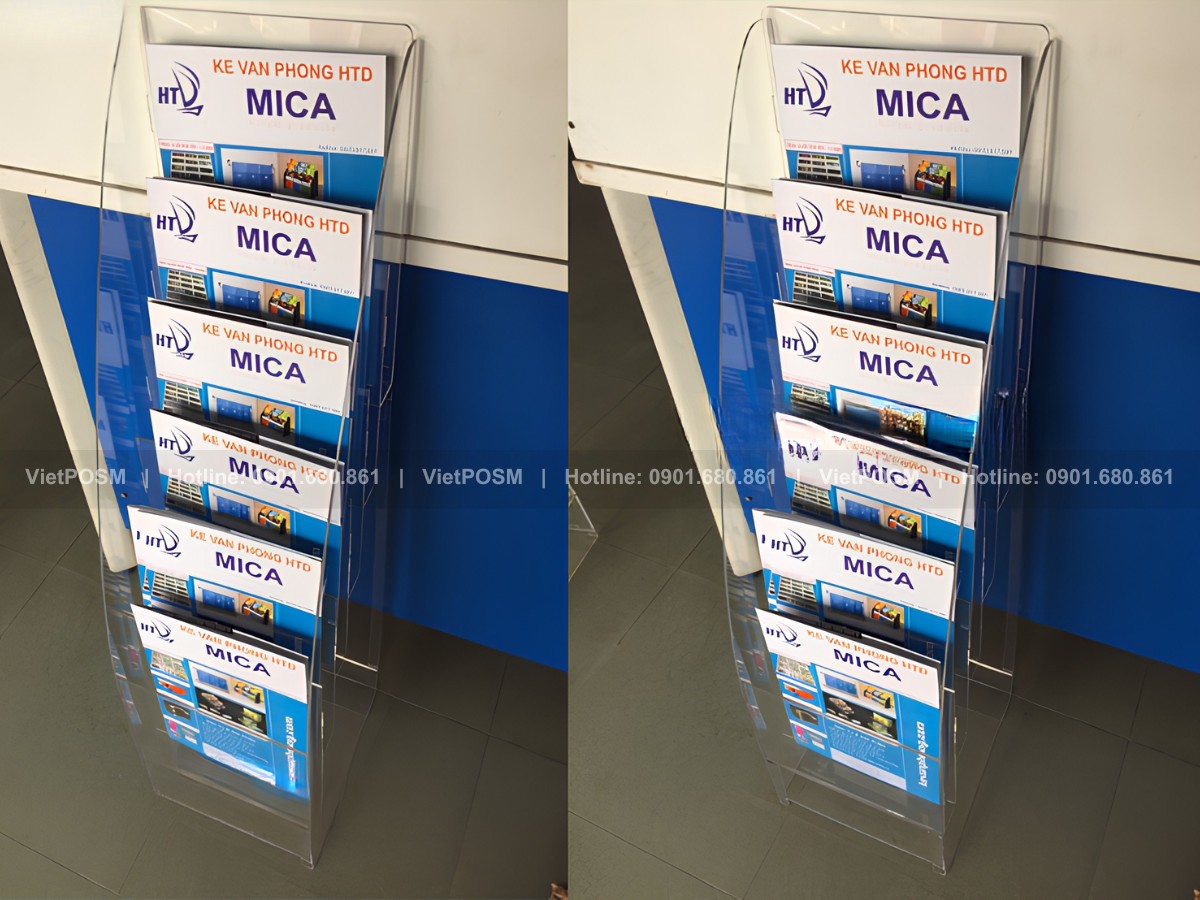 Kệ mica đựng brochure, catalogue